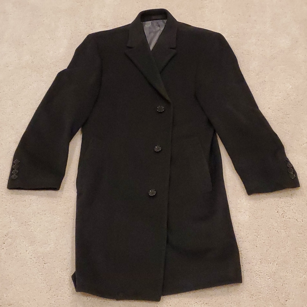 Calvin Klein wool blend black topcoat